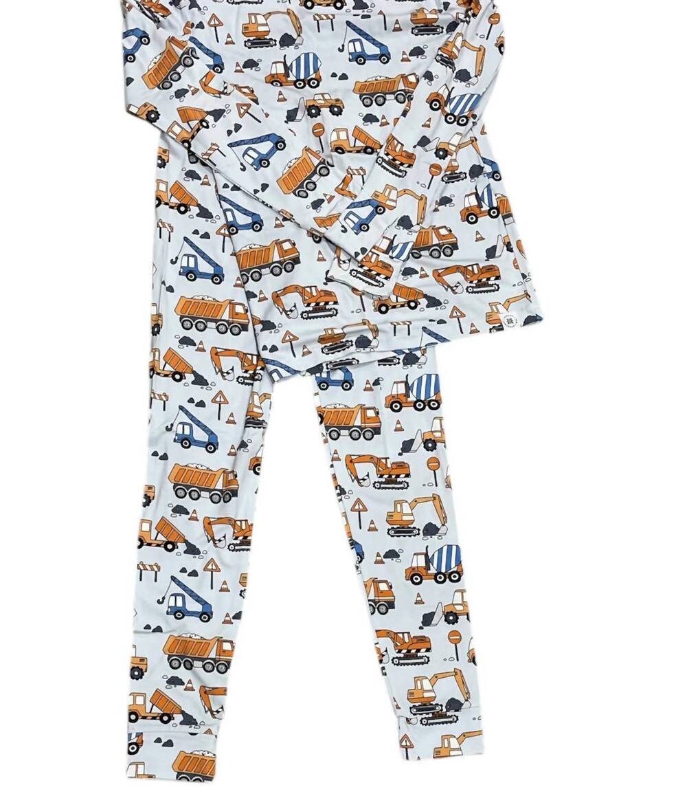 NEW SWEET BAMBOO kids construction pajama set in white